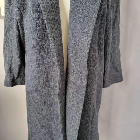 Eileen Fisher Shale Tencel Stretch Jacquard Jacket Charcoal Gray L - Picture 6 of 13